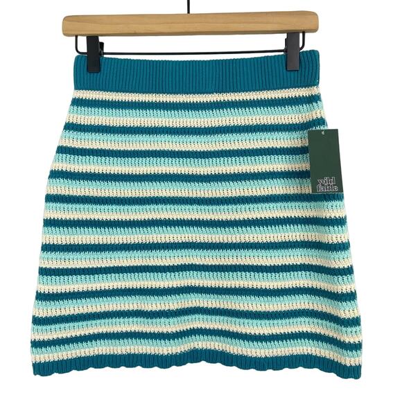 NWT Wild Fable Knit Scallop Hem Striped Skirt size Small - Picture 2 of 9